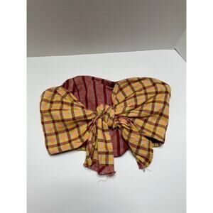 Free People Plaid Raw Hem Scarf Style Bandeau Tube Top Size Small